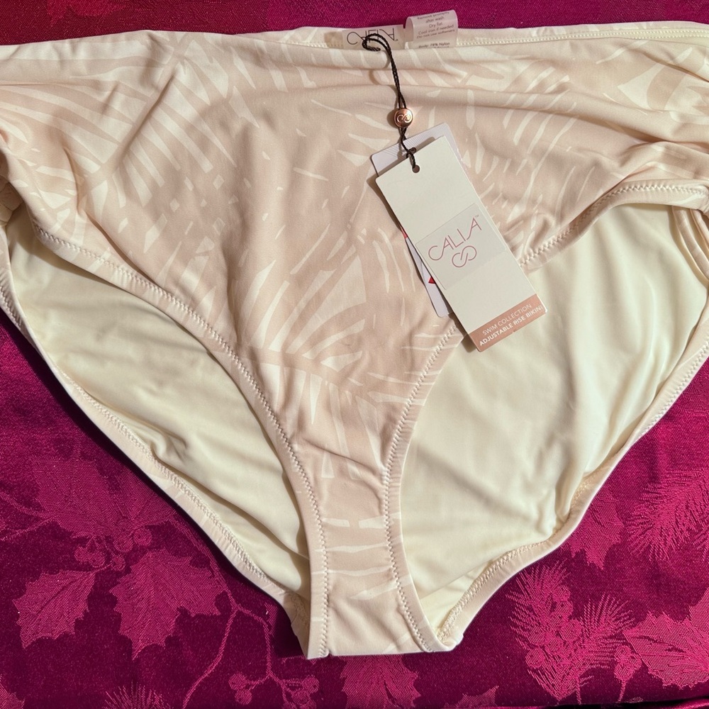 CALIA by Carrie Underwood Ruched Palms Birch Bikini Bottom -Size XL